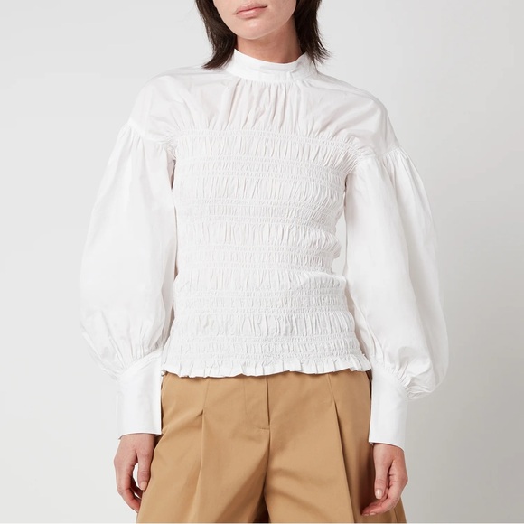 Ganni Cotton Poplin Smock Blouse - Picture 1 of 7